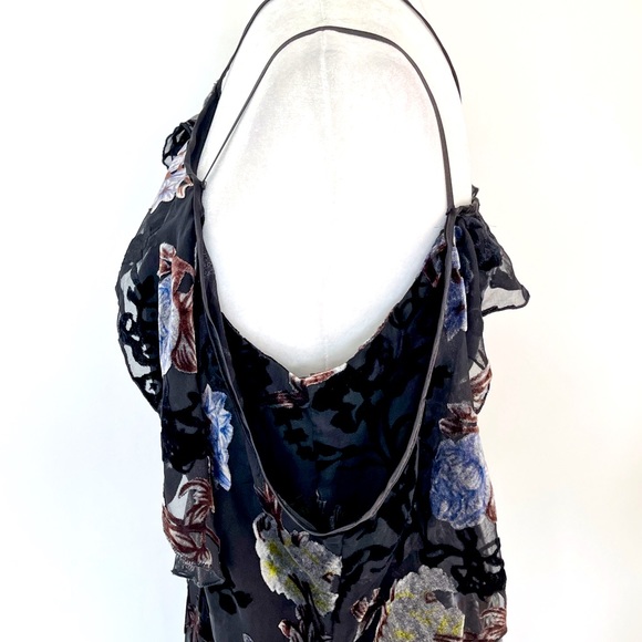 NWT ABS Collection Black Sheer with Velvet Embossed Floral Dress - Picture 6 of 14